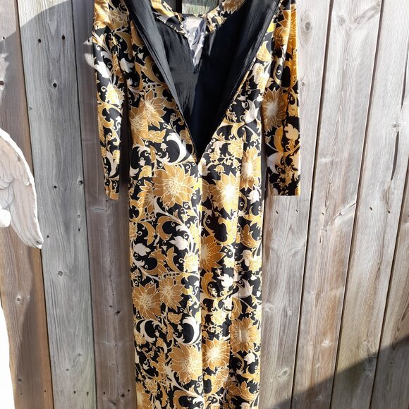 Vintage Hostess Dress by Genet of Tokyo Japan Retro Floral 60s 70s Designer - Picture 9 of 15